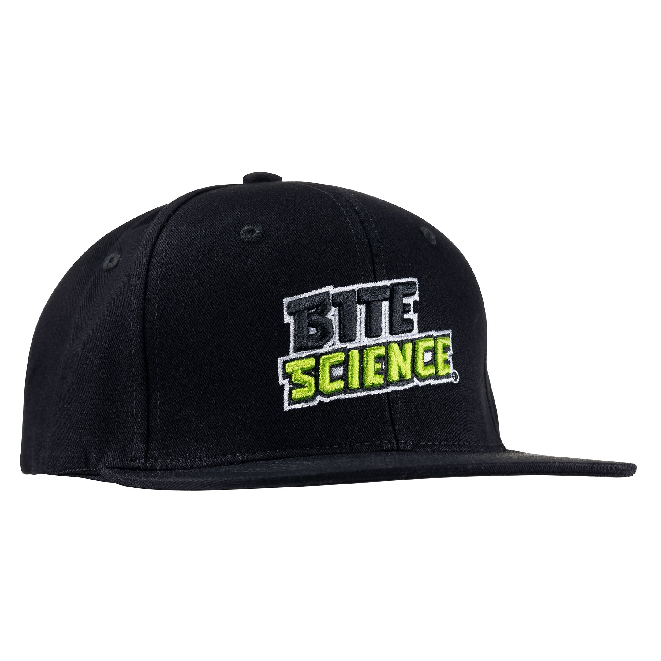 Bite Science Flat Peak Snap Back Hat Black