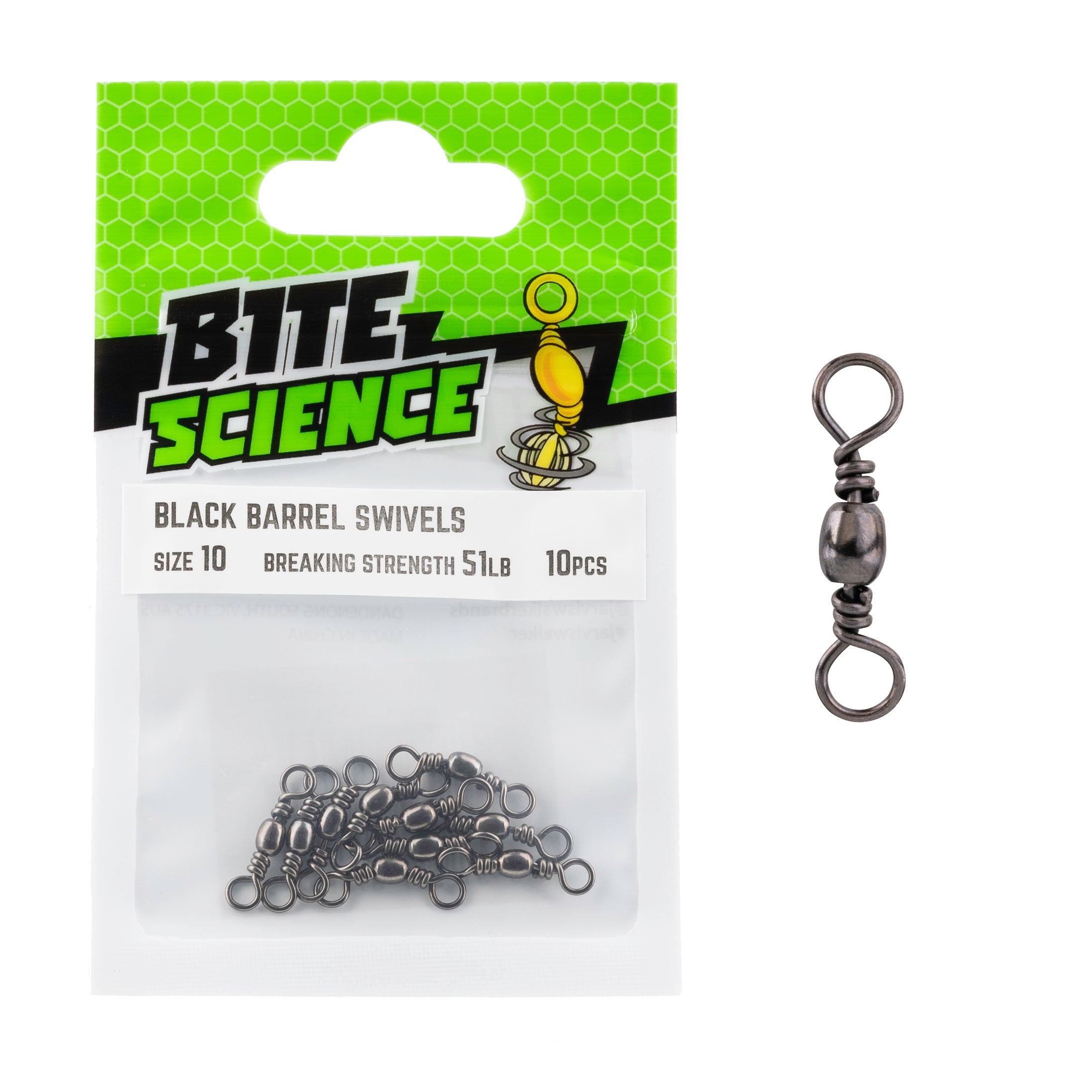 Bite Science Black Barrel Swivels