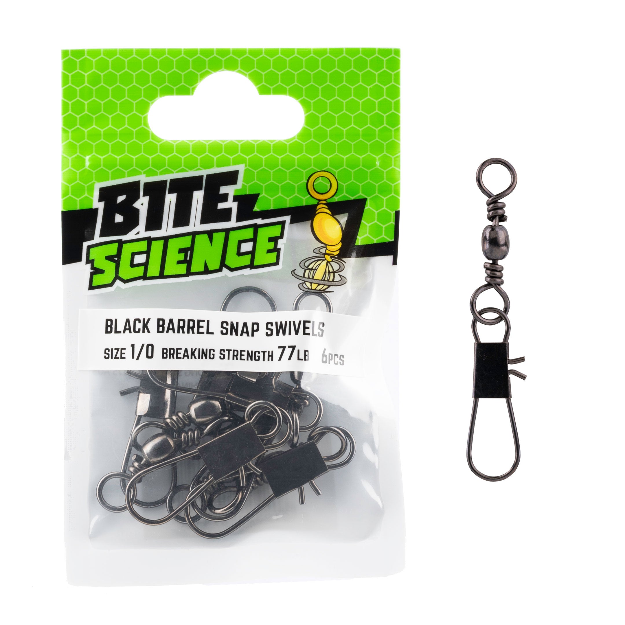 Bite Science Black Barrel Swivels with Snap