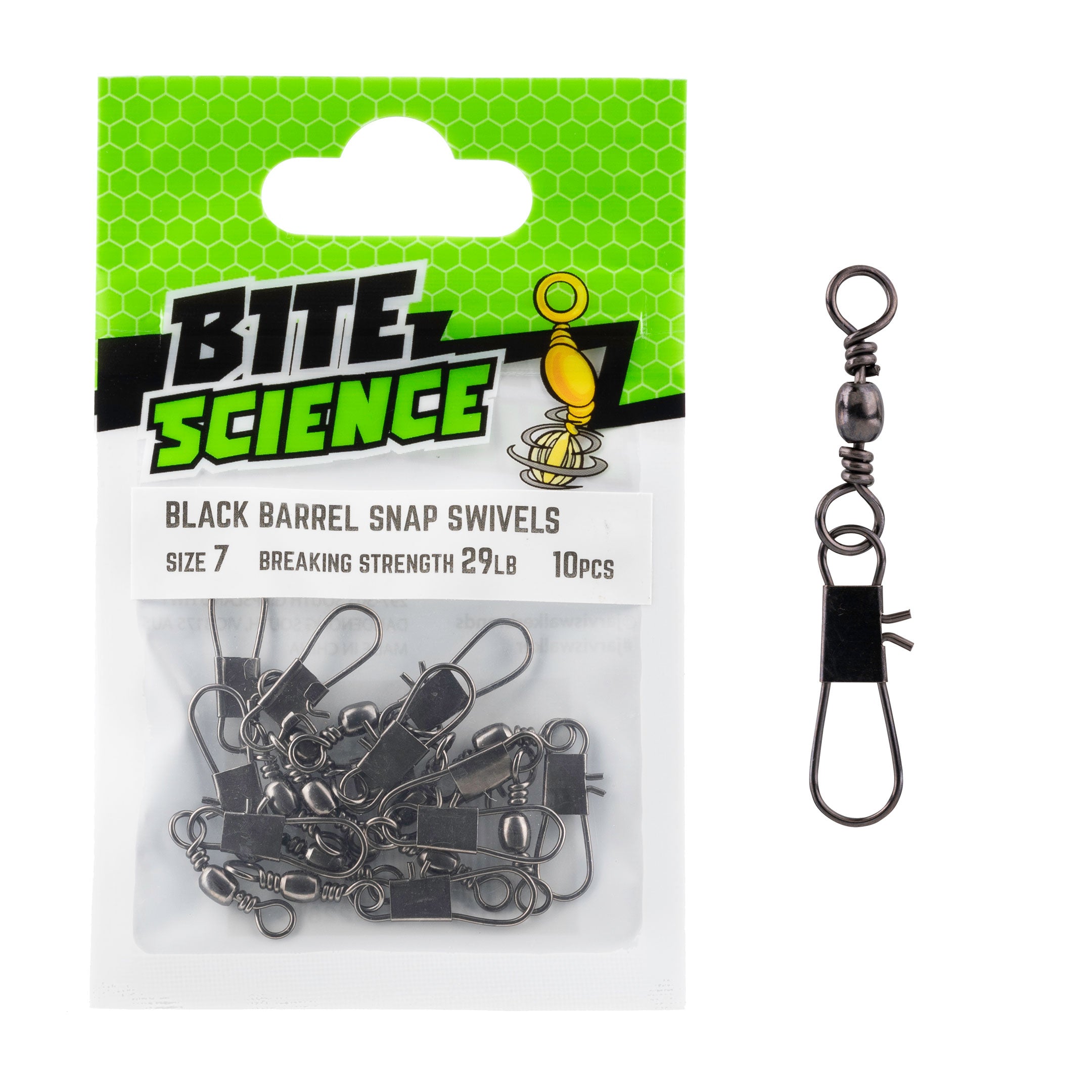 Bite Science Black Barrel Swivels with Snap