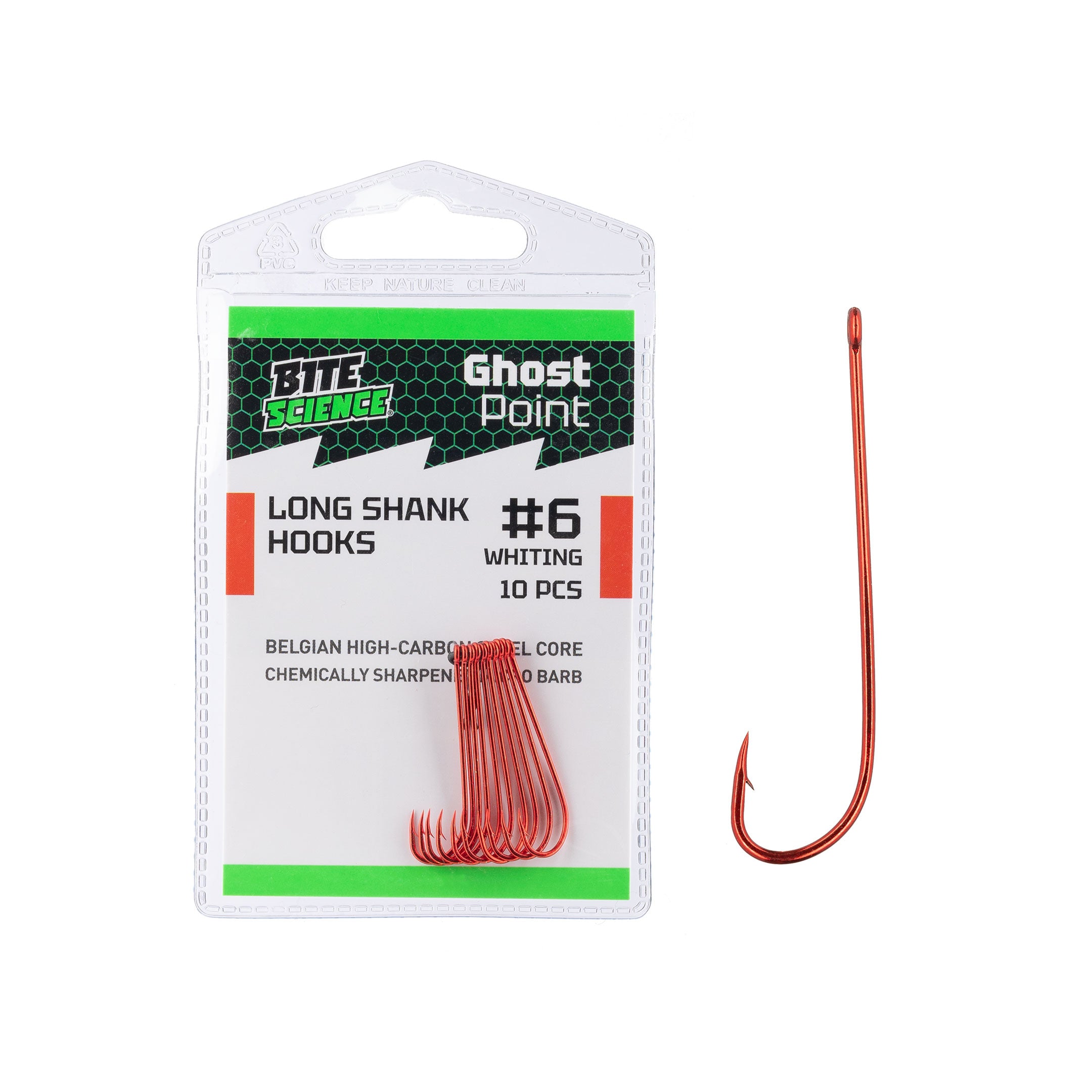 Bite Science Ghost Point Red Long Shank Hooks