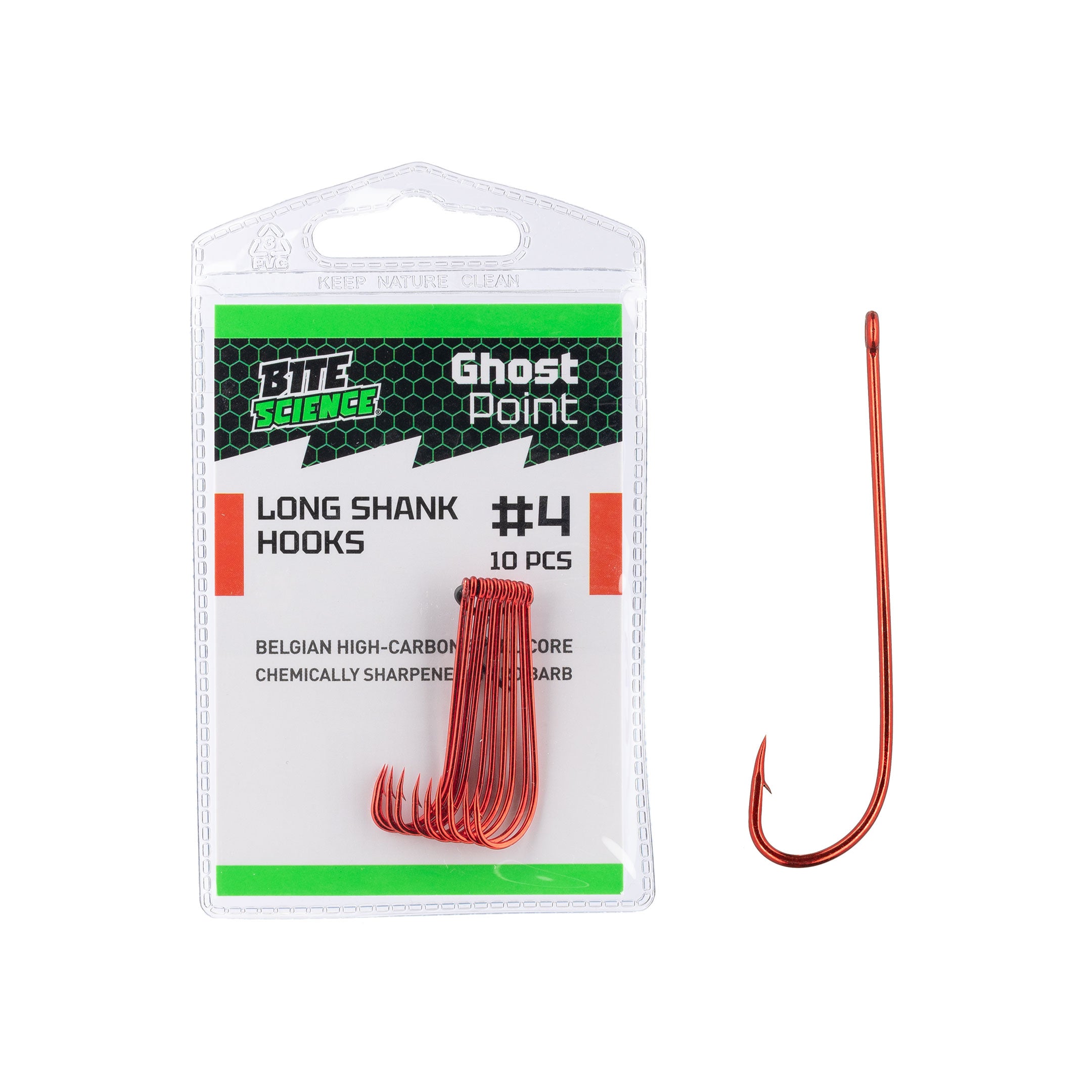 Bite Science Ghost Point Red Long Shank Hooks