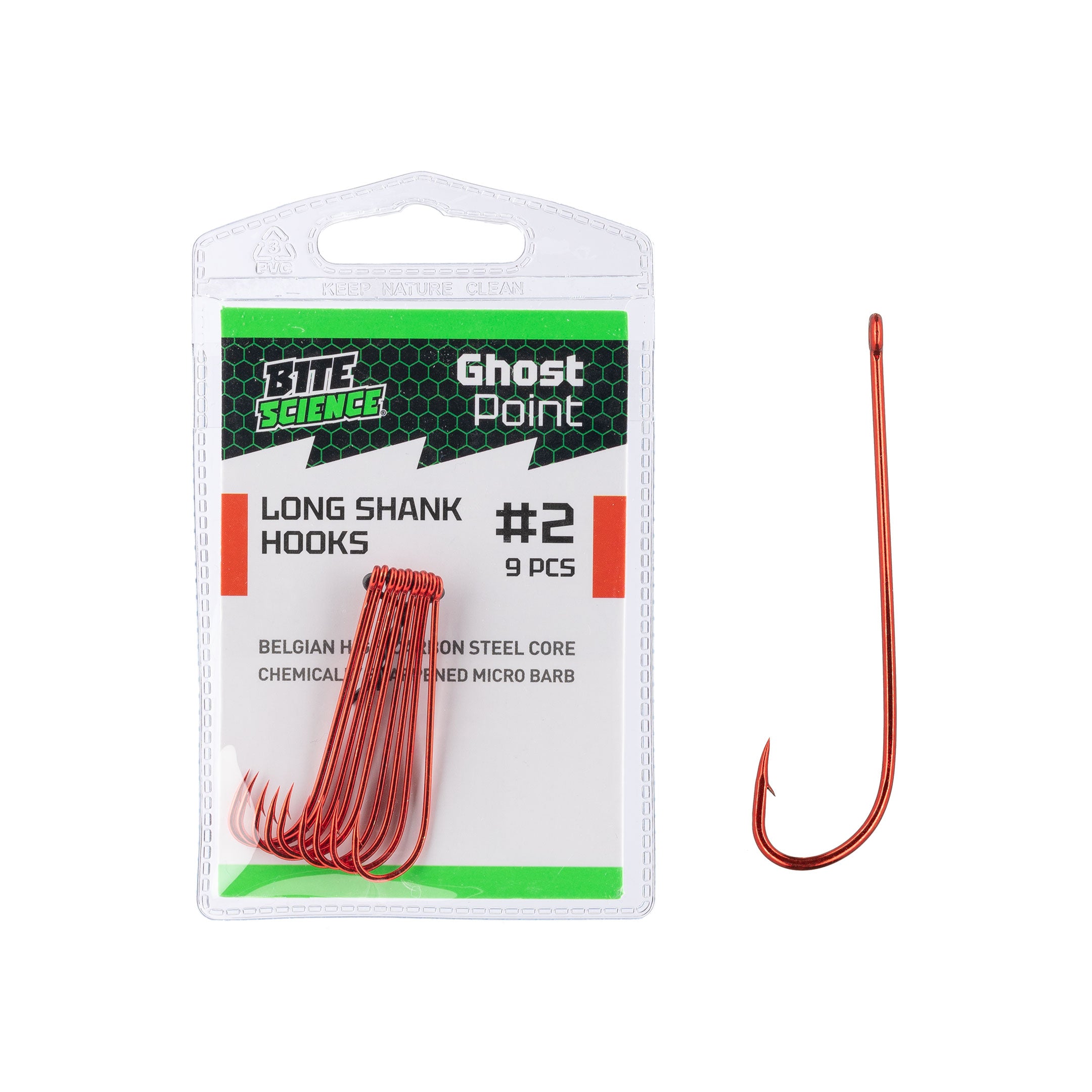 Bite Science Ghost Point Red Long Shank Hooks