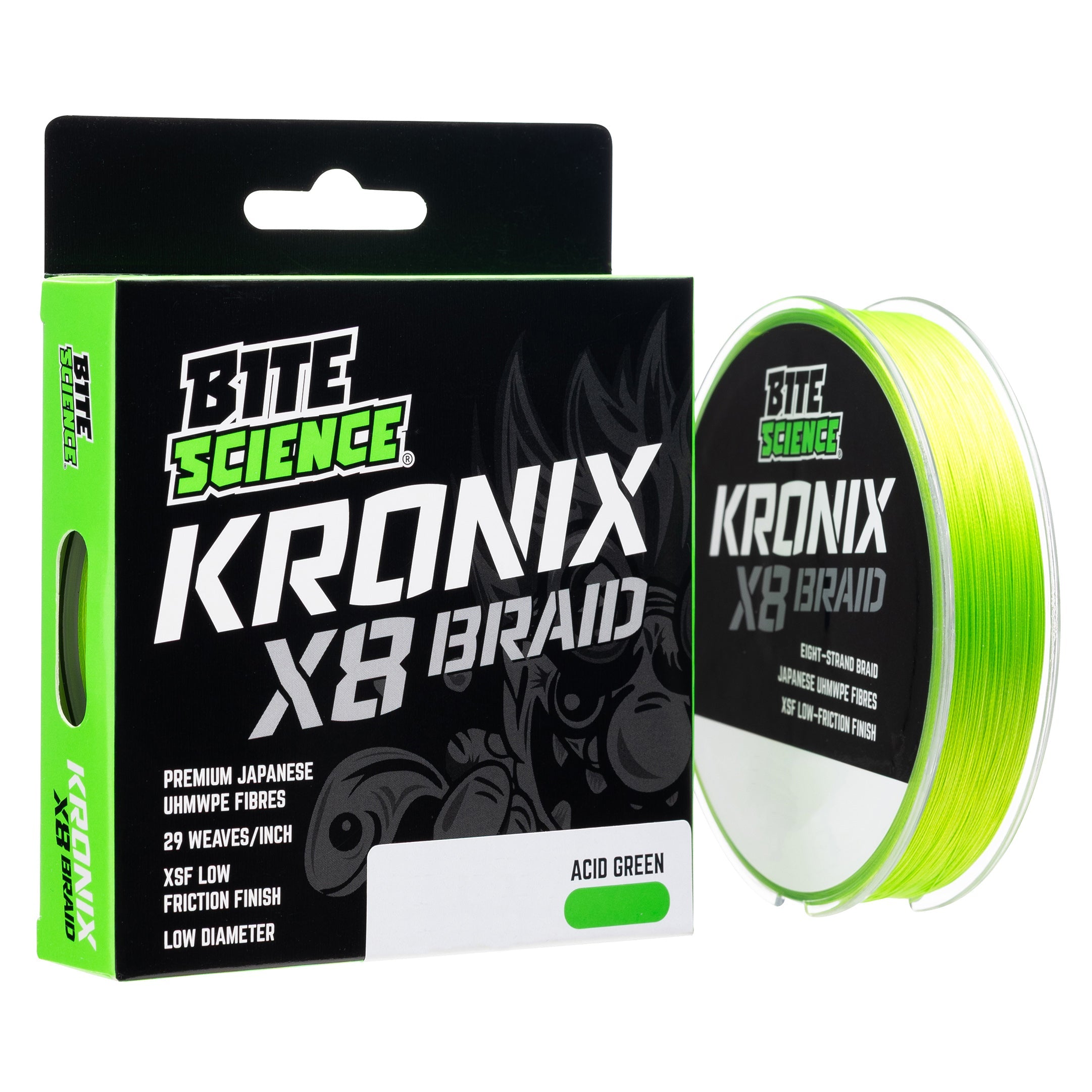 Bite Science Kronix X8 - Acid Green 150m 6lb Braid